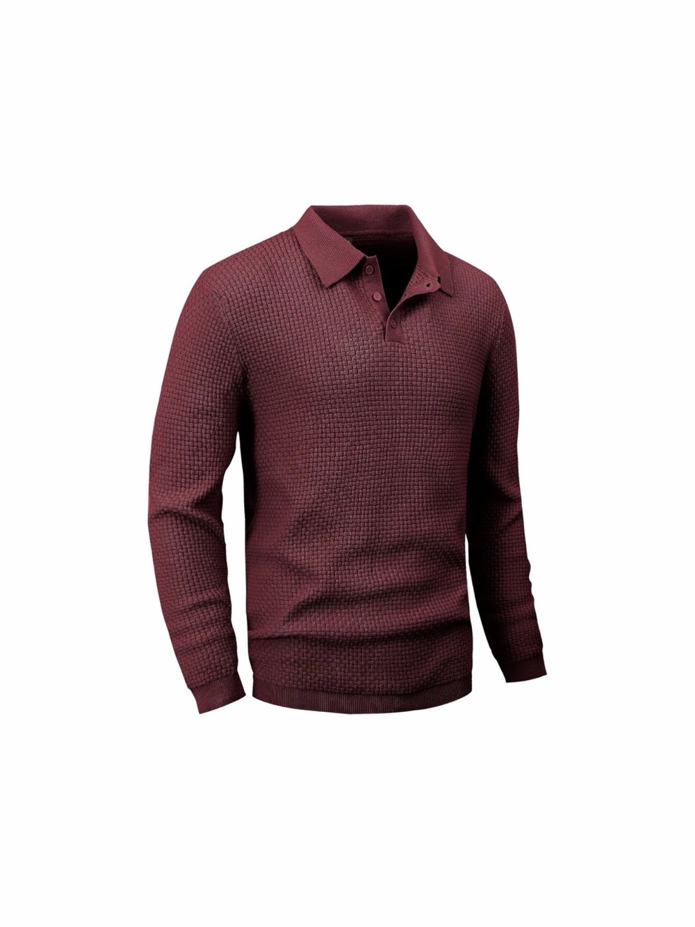 Men's Long Sleeve Polo Sweater - Burgundy